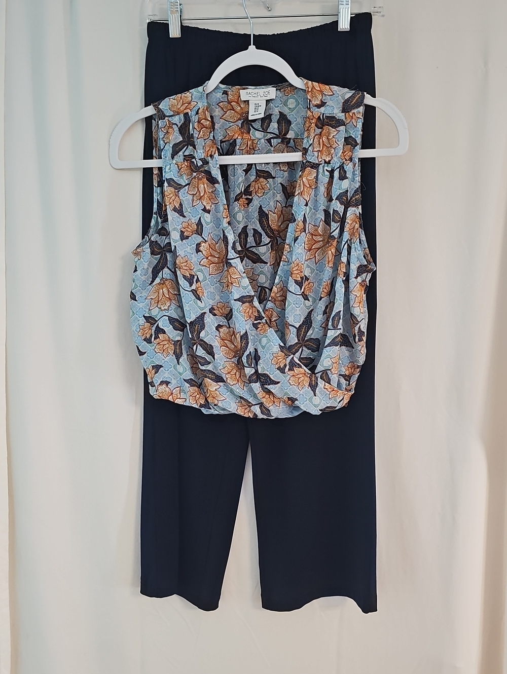 Rachel Zoe Blue Floral Surplice Top With R&M Pant